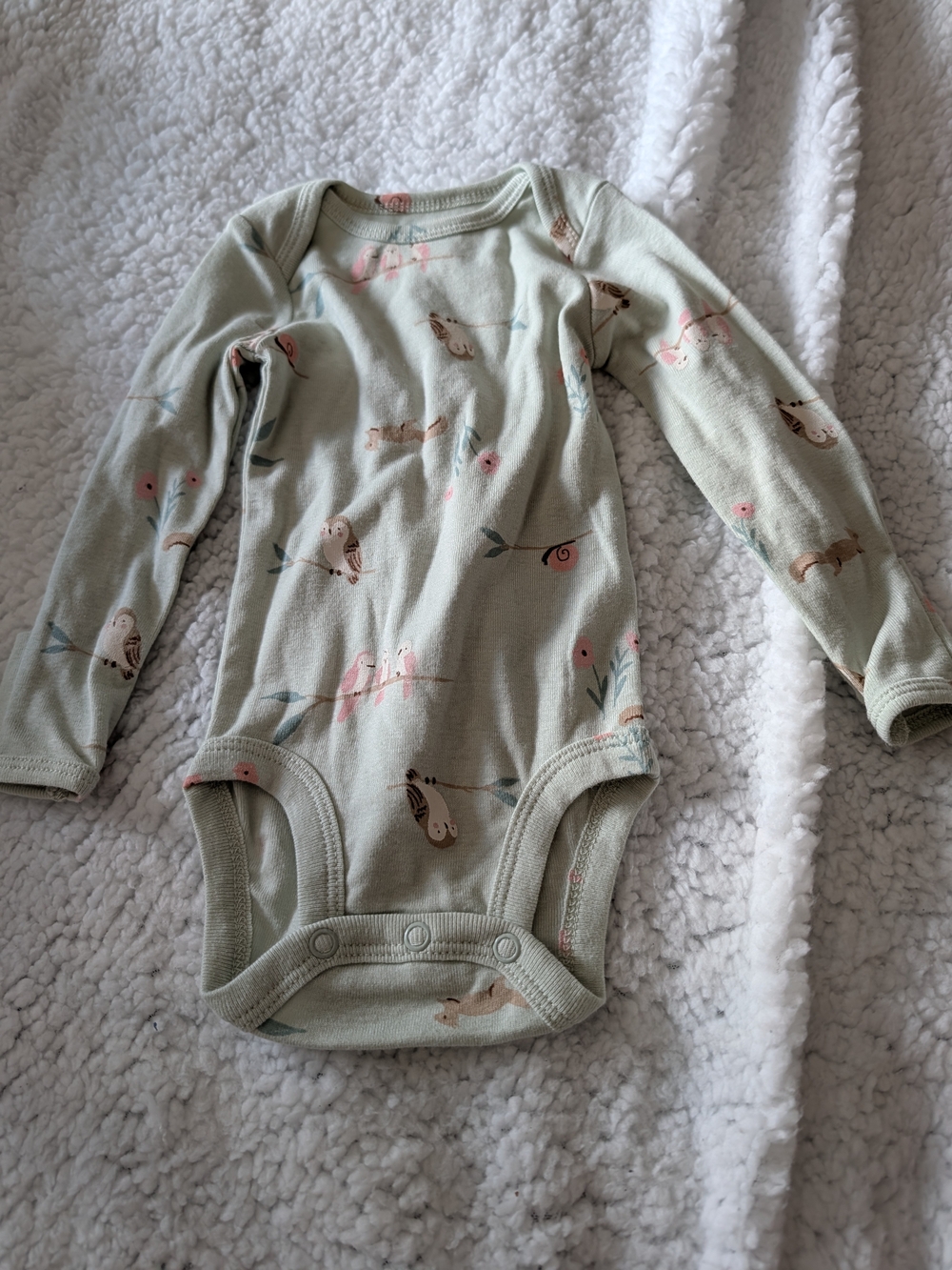 Carter's Sage Long-Sleeve Bird Print One-Piece Bodysuit